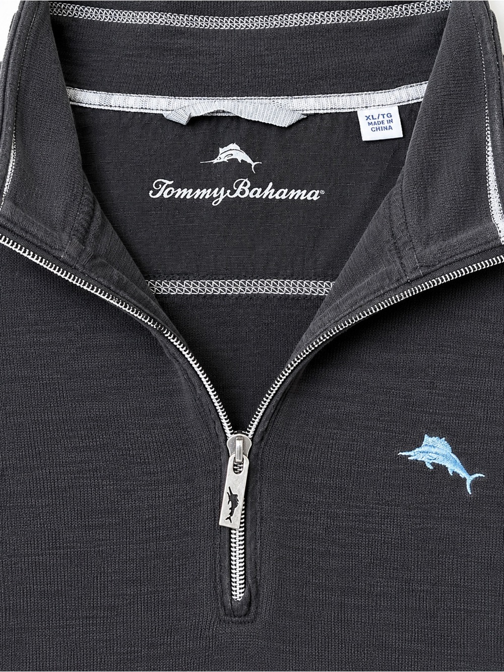 Tommy Bahama Black Quarter-Zip Sweatshirt with Contrast Stitching